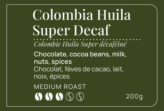 Colombia Huila Washed Excelso Caturra Super Decaf