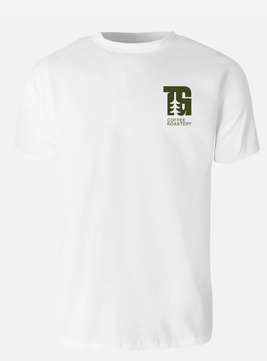 Too Good Coffee Green Logo White T-Shirt